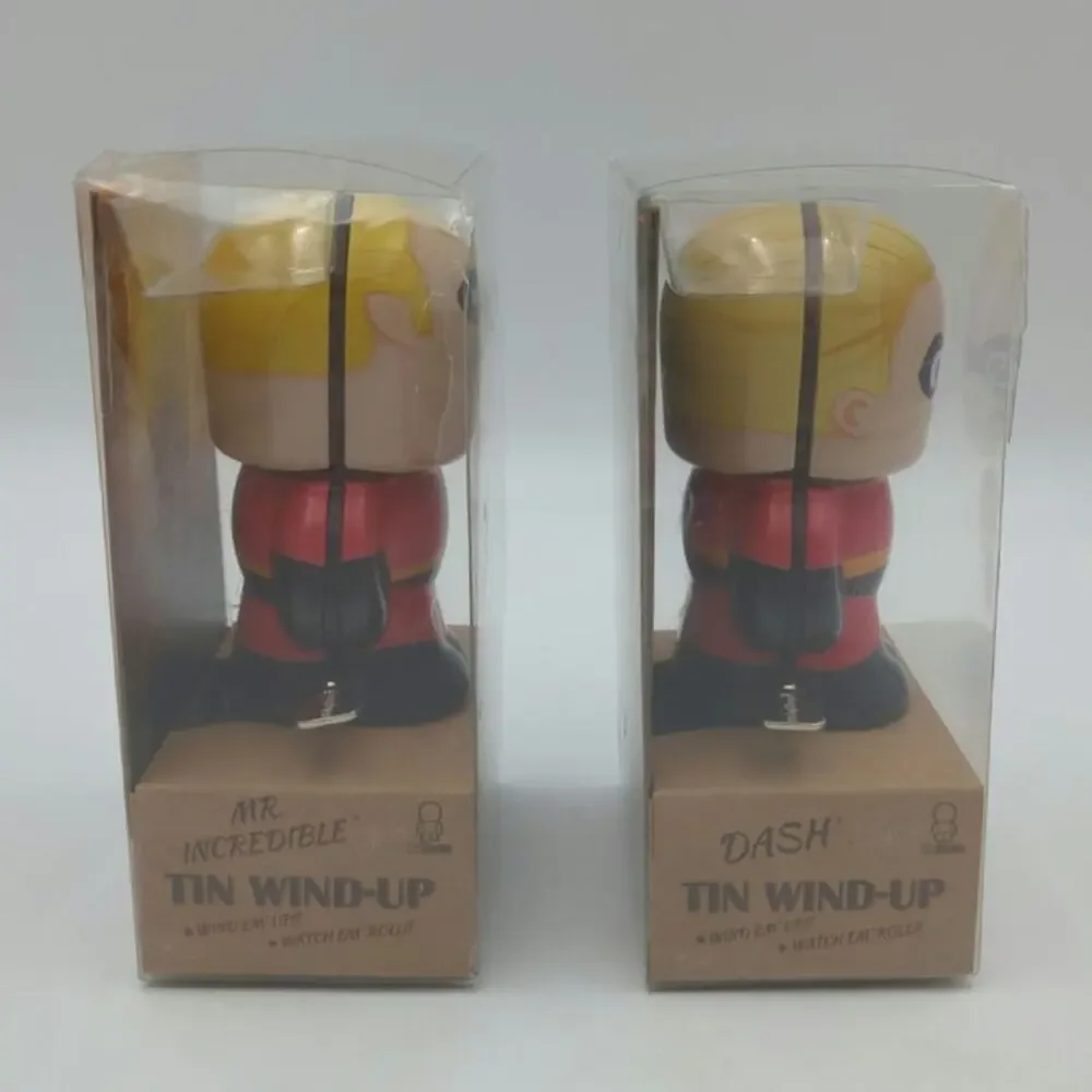 Disney Pixar The Incredibles Tin Wind-Ups Toys Mr. Incredible & Dash Bundle Lot